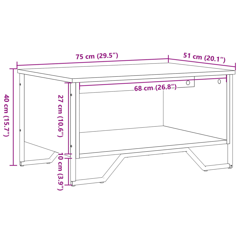 Coffee Table Brown Oak 75x51x40 cm Engineered Wood