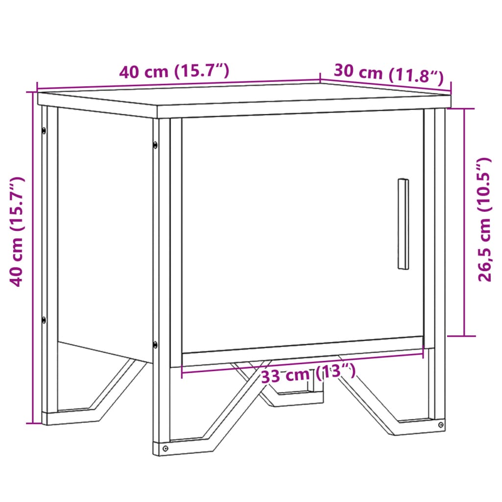 vidaXL Bedside Cabinet Black 40x30x40 cm Engineered Wood