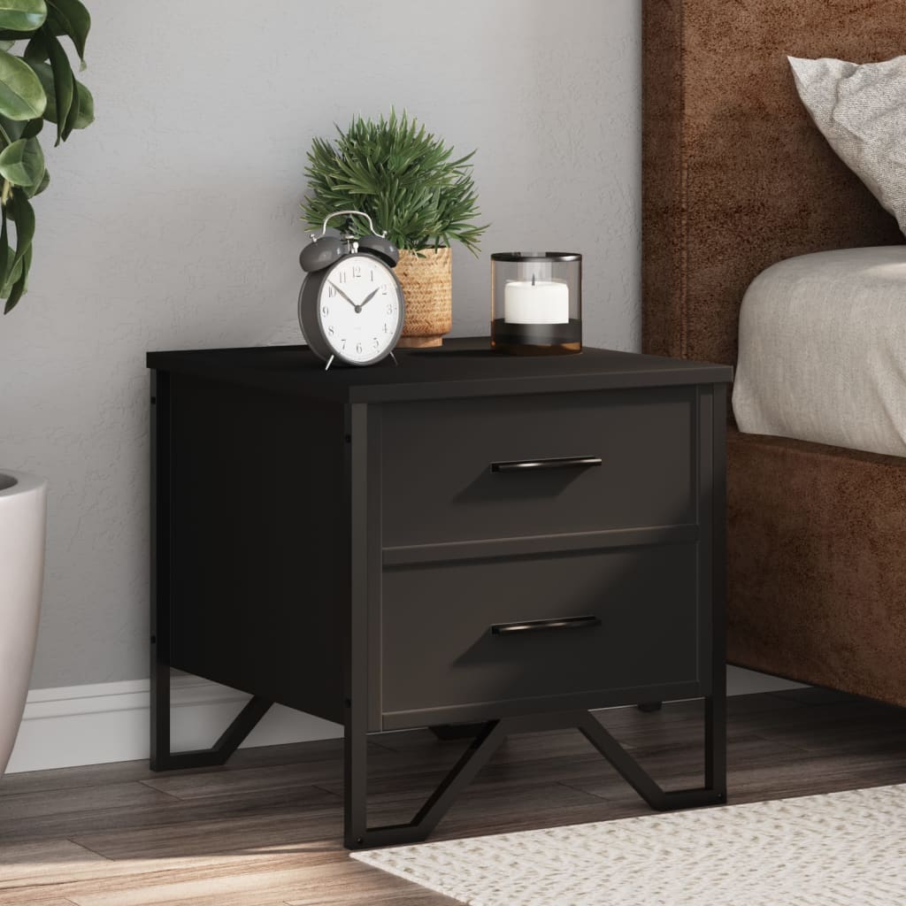 vidaXL Bedside Cabinets 2 pcs Black 40x30x40 cm Engineered Wood