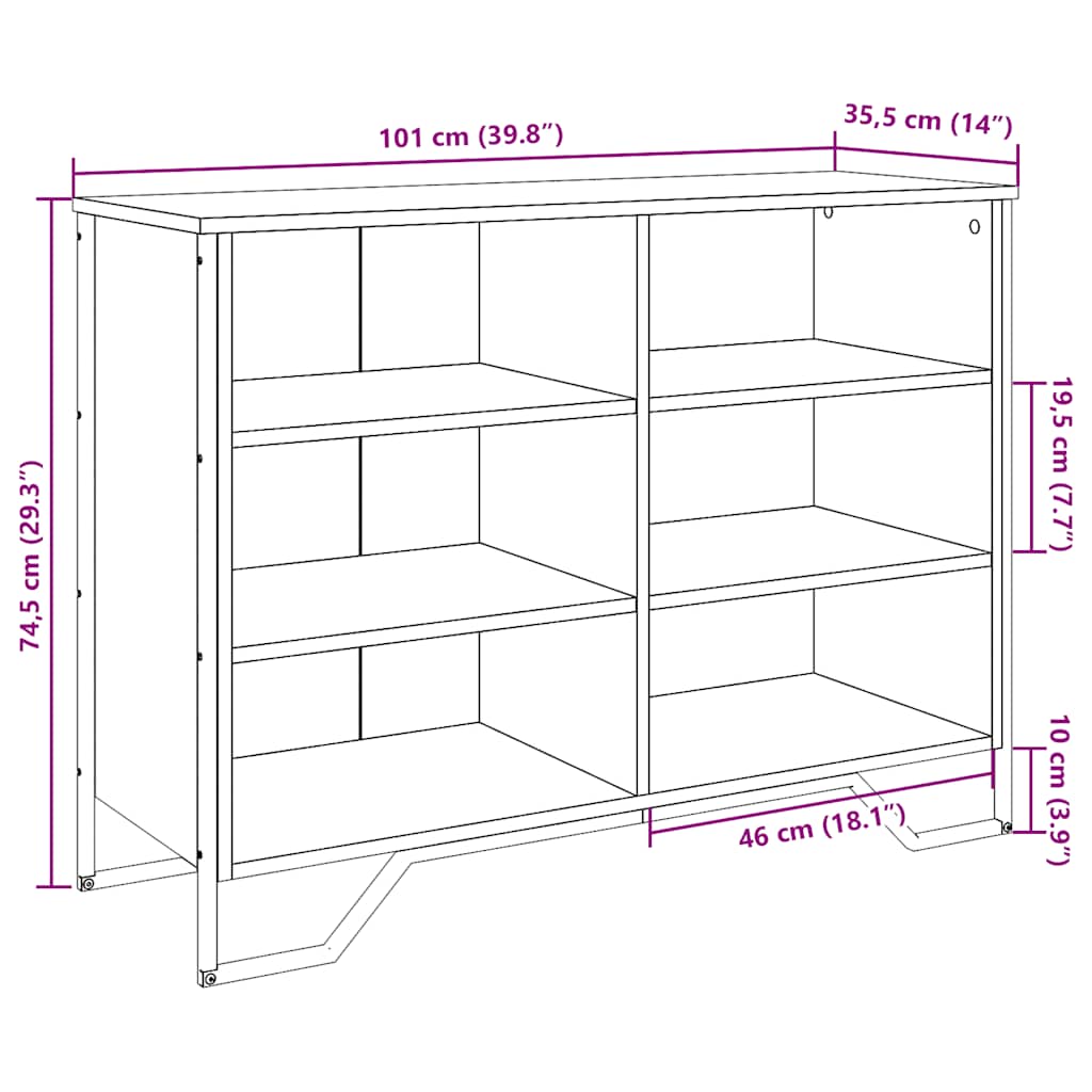 Sideboard Black 101x35.5x74.5 cm Engineered Wood