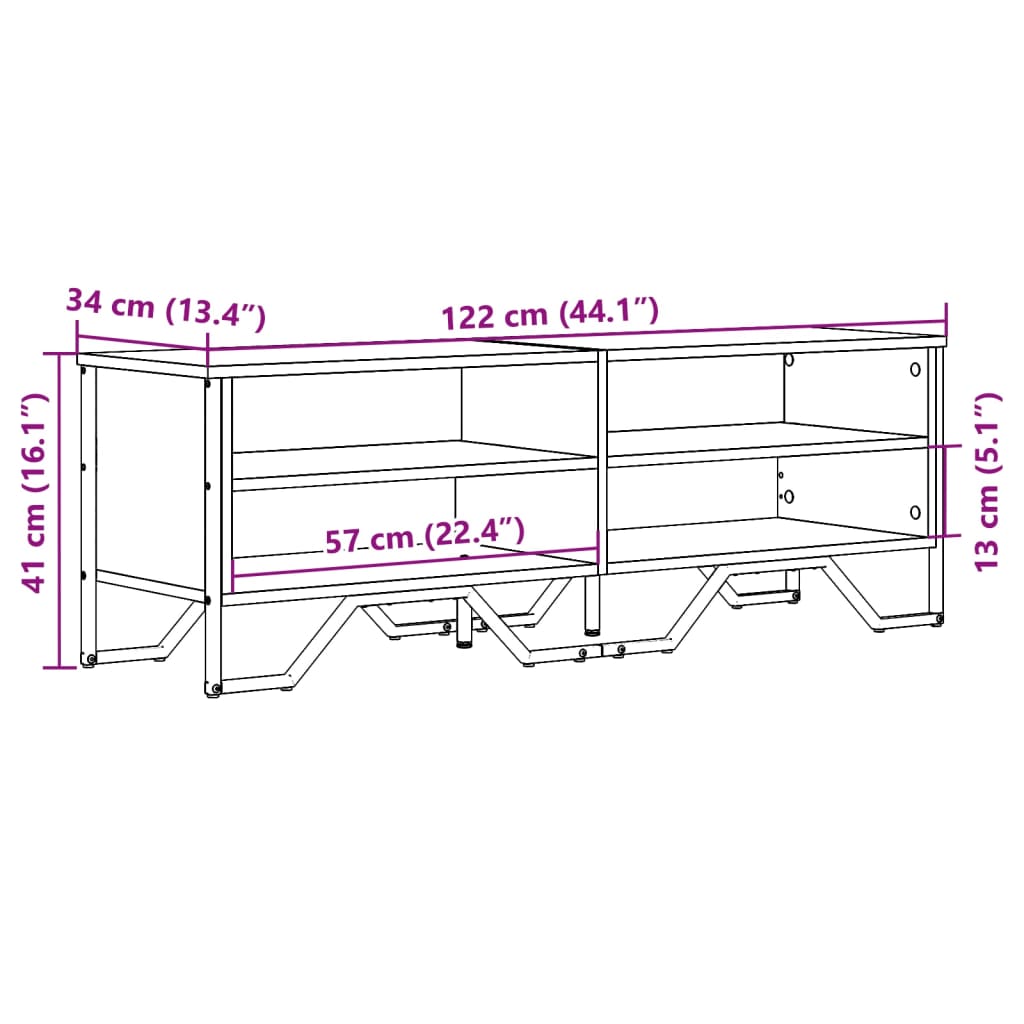 vidaXL TV Cabinet Black 122x34x41 cm Engineered Wood