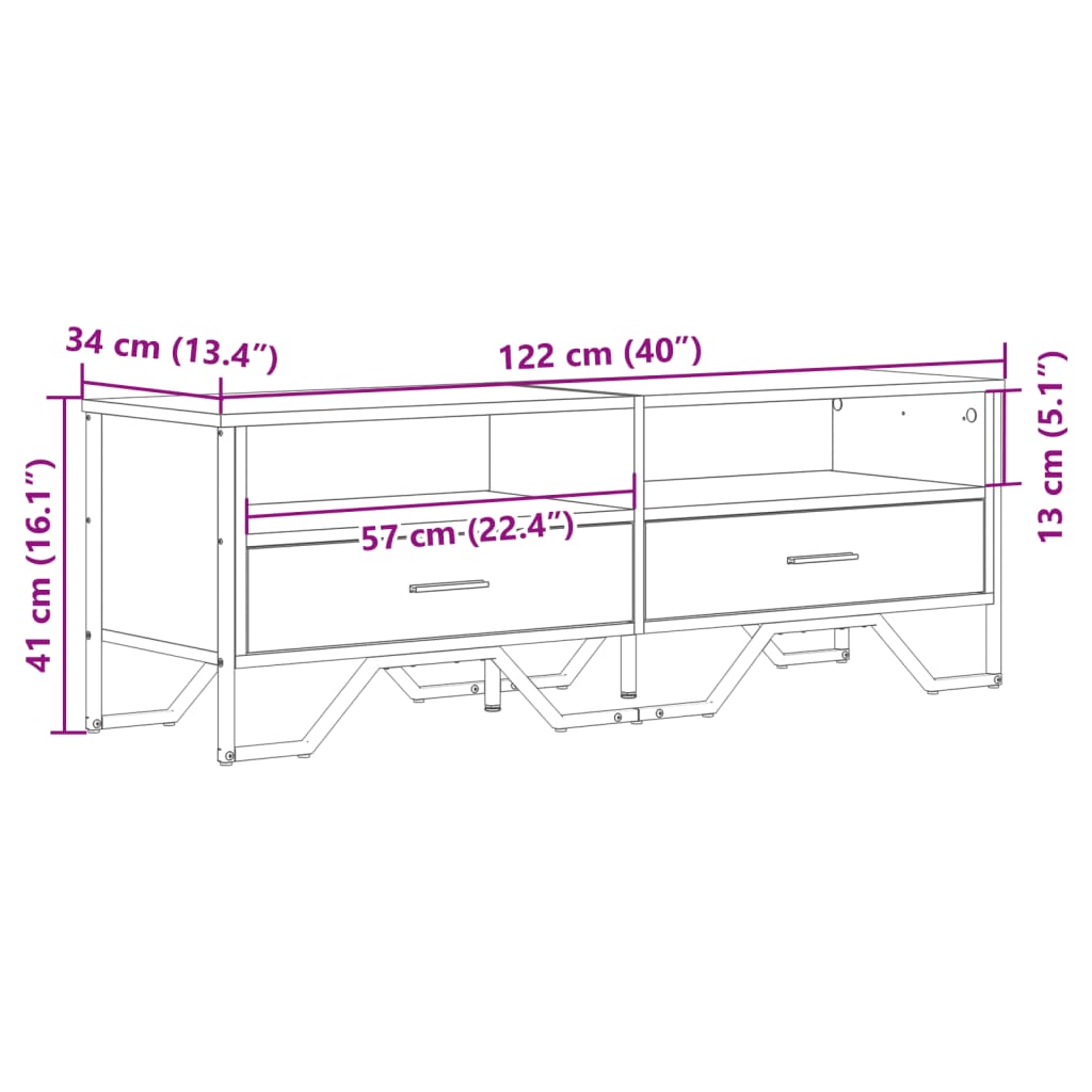 vidaXL TV Cabinet Brown Oak 122x34x41 cm Engineered Wood