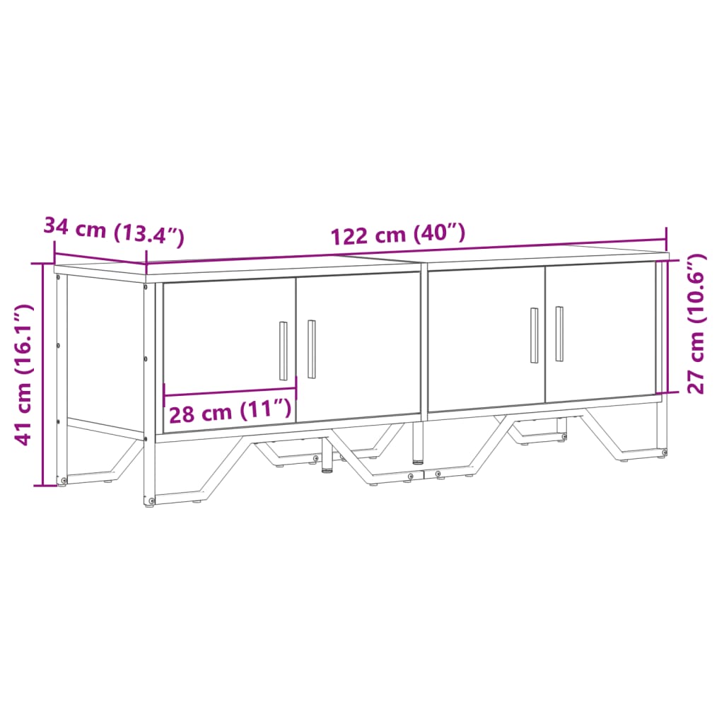 vidaXL TV Cabinet Brown Oak 122x34x41 cm Engineered Wood