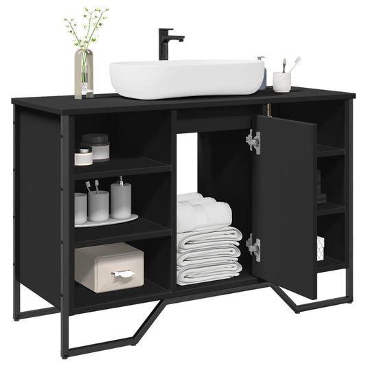 vidaXL Bathroom Sink Cabinet Black 91x35x60 cm Engineered Wood