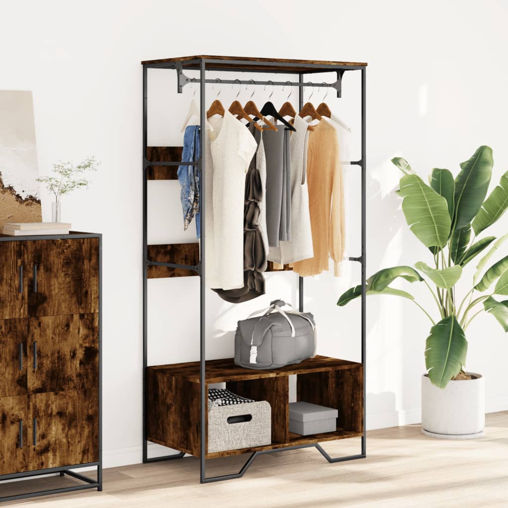 vidaXL Wardrobe Smoked Oak 90x50x180 cm Engineered Wood