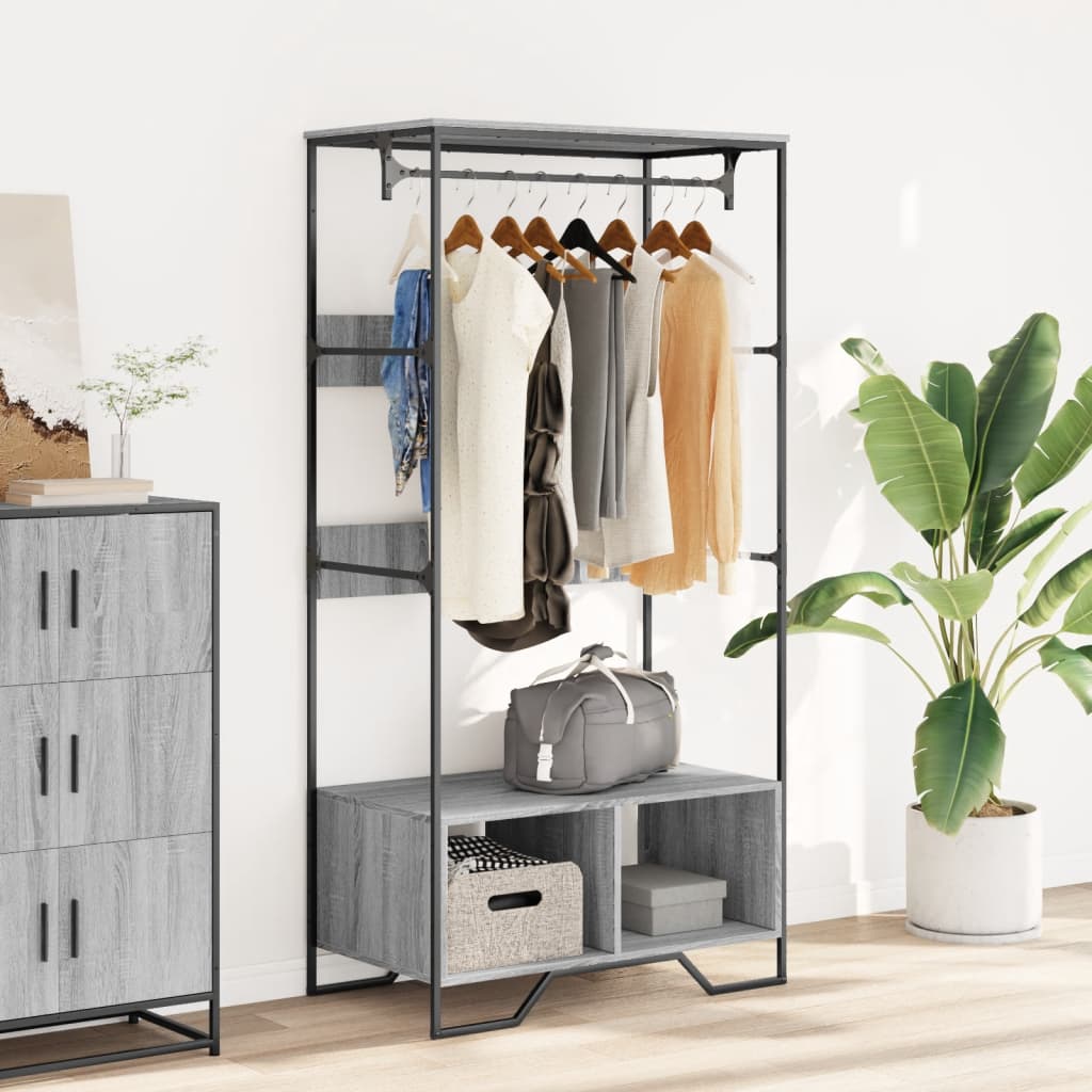 vidaXL Wardrobe Grey Sonoma 90x50x180 cm Engineered Wood