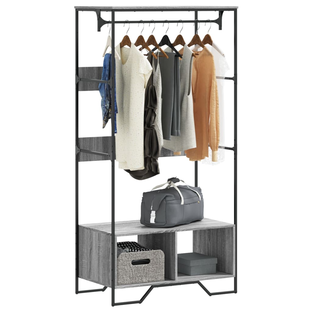 vidaXL Wardrobe Grey Sonoma 90x50x180 cm Engineered Wood