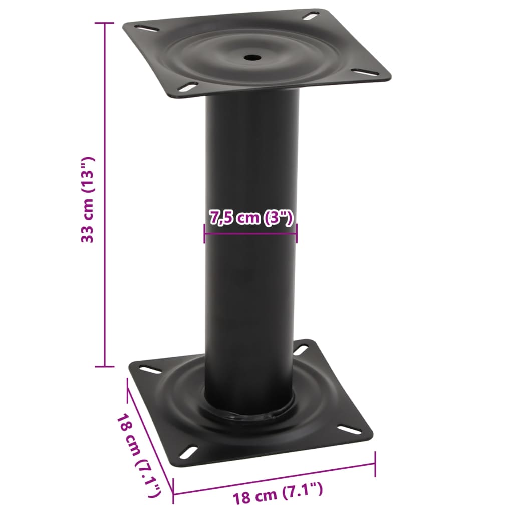 vidaXL Boat Seat Pedestal Black 33 cm Steel