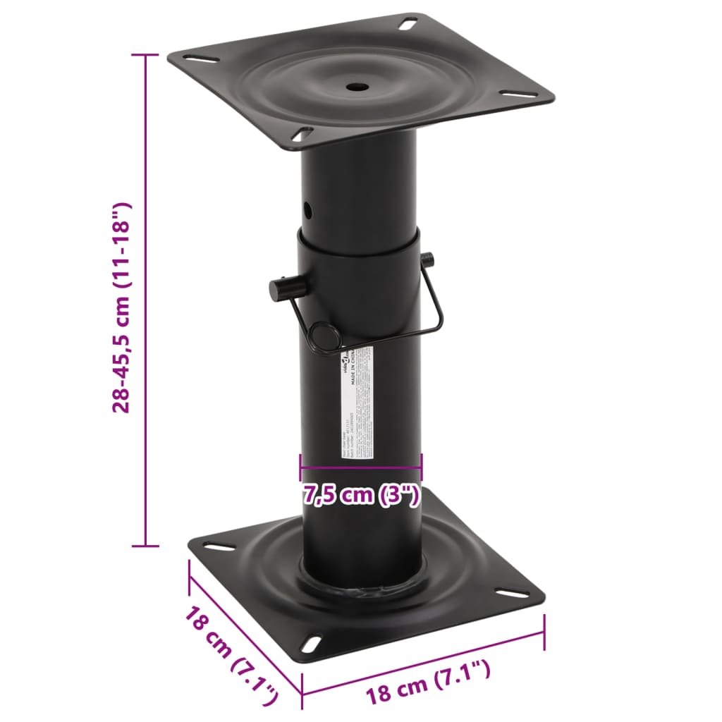 vidaXL Boat Seat Pedestal Adjustable 28-45.5 cm Steel