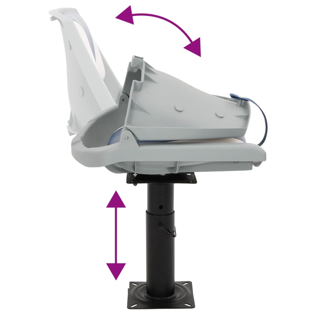 Boat Seats 2 pcs with Pedestal Height Adjustable 360° Rotatable