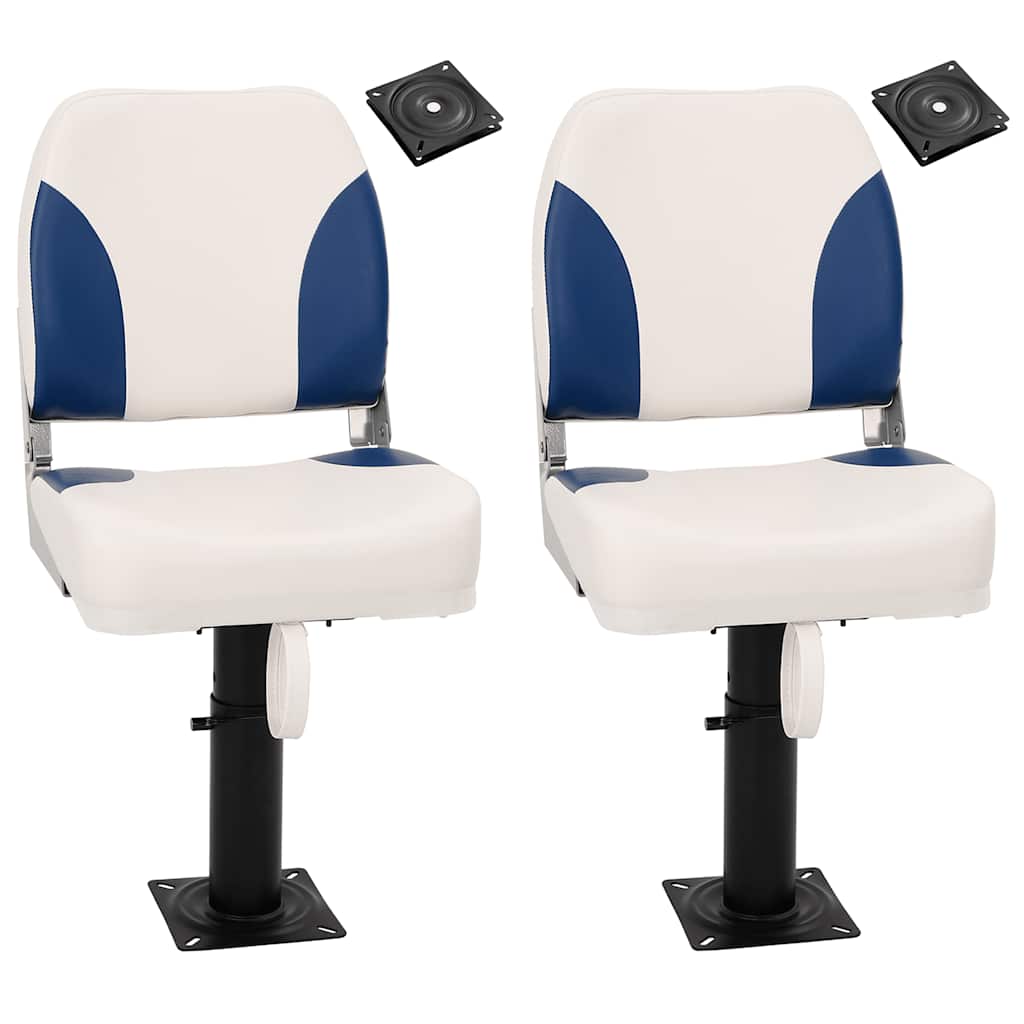 Boat Seats 2 pcs with Pedestal Height Adjustable 360° Rotatable