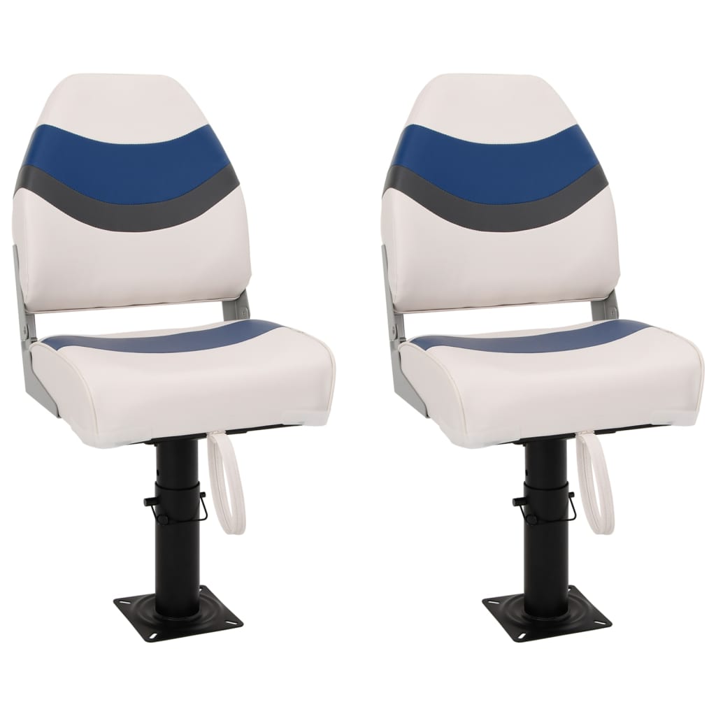 Boat Seats 2 pcs with Pedestal Height Adjustable 360° Rotatable