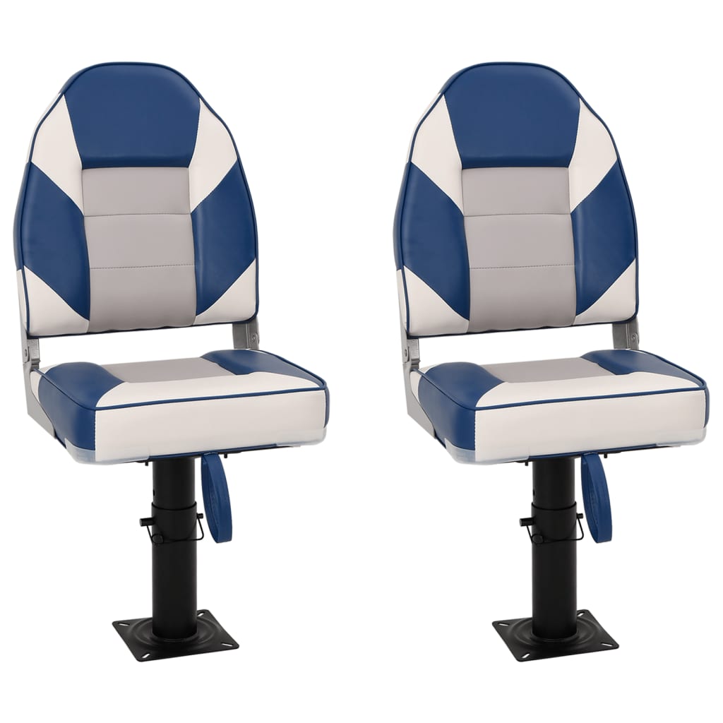 Boat Seats 2 pcs with Pedestal Height Adjustable 360° Rotatable