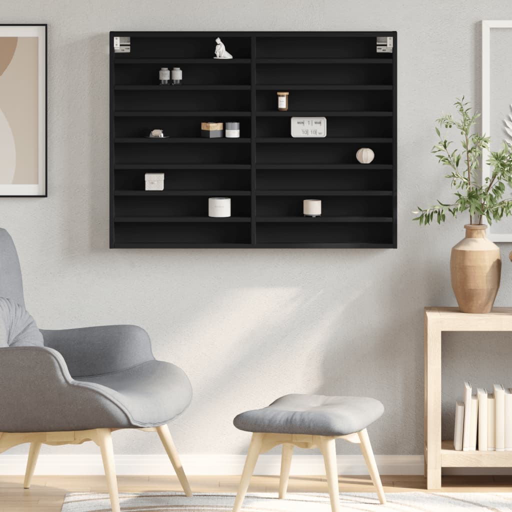 Vitrine Cabinet Black 100x8,5x75 cm Engineered Wood