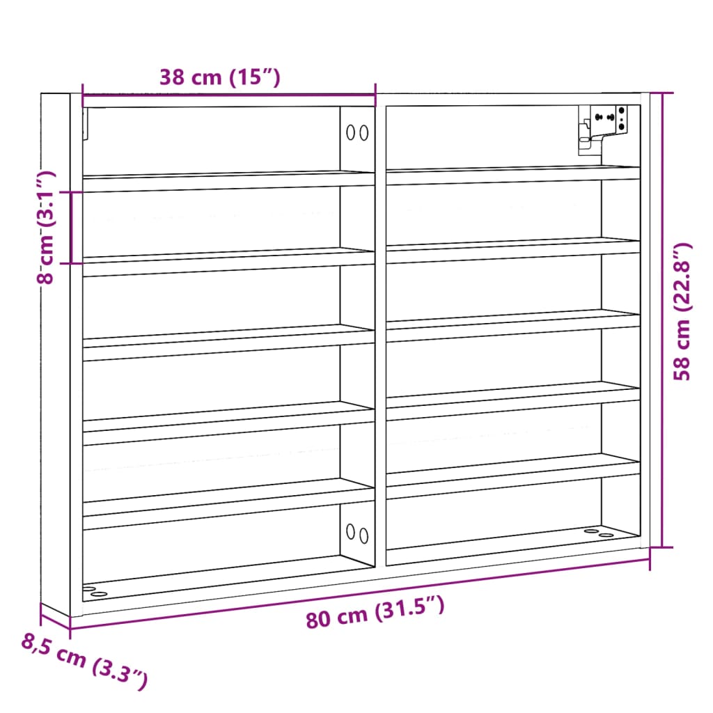 Vitrine Cabinet Smoked Oak 80x8.5x58 cm Engineered Wood