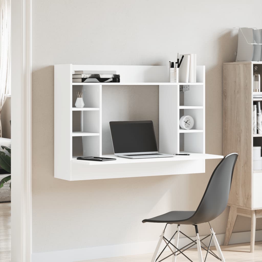 vidaXL Wall-Mounted Desk White 105x48x75 cm Engineered Wood