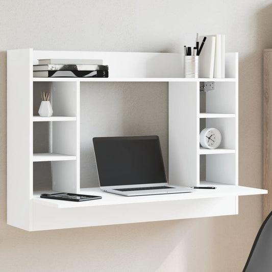 vidaXL Wall-Mounted Desk White 105x48x75 cm Engineered Wood