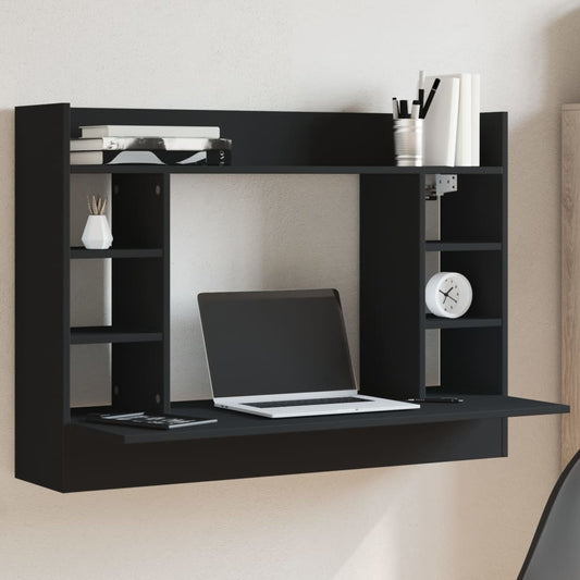 vidaXL Wall-Mounted Desk Black 105x48x75 cm Engineered Wood