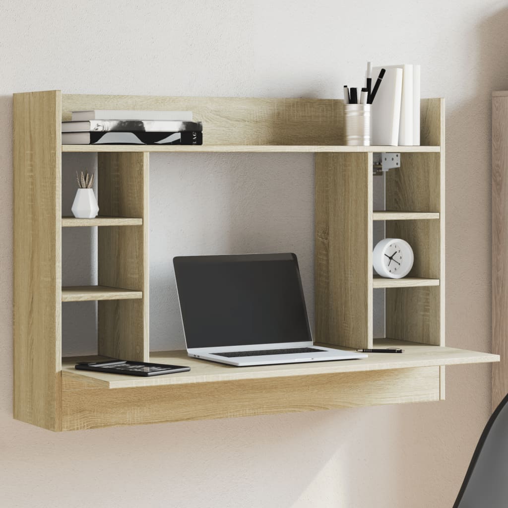 vidaXL Wall-Mounted Desk Sonoma Oak 105x48x75 cm Engineered Wood