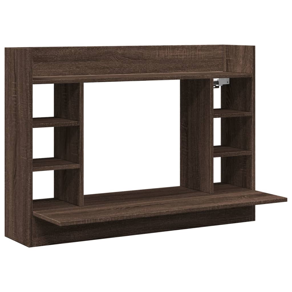 vidaXL Wall-Mounted Desk Brown Oak 105x48x75 cm Engineered Wood