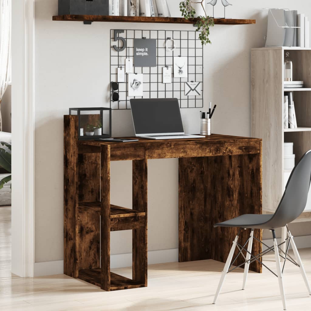 vidaXL Office Desk Smoked Oak 103.5x56.5x94 cm Engineered Wood