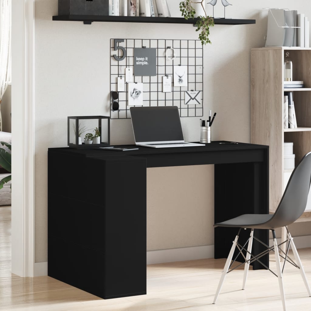 vidaXL Office Desk Black 123.5x73.5x75 cm Engineered Wood