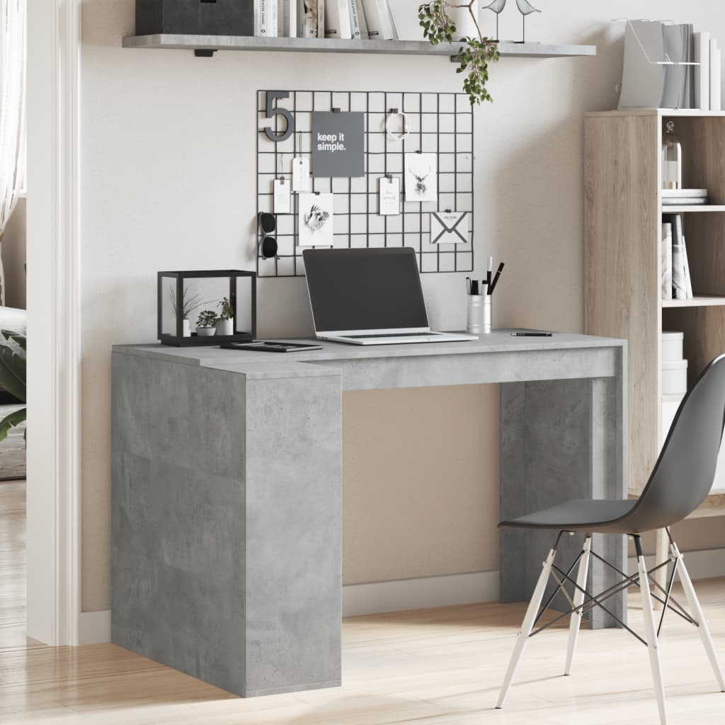 vidaXL Office Desk Concrete Grey 123.5x73.5x75 cm Engineered Wood