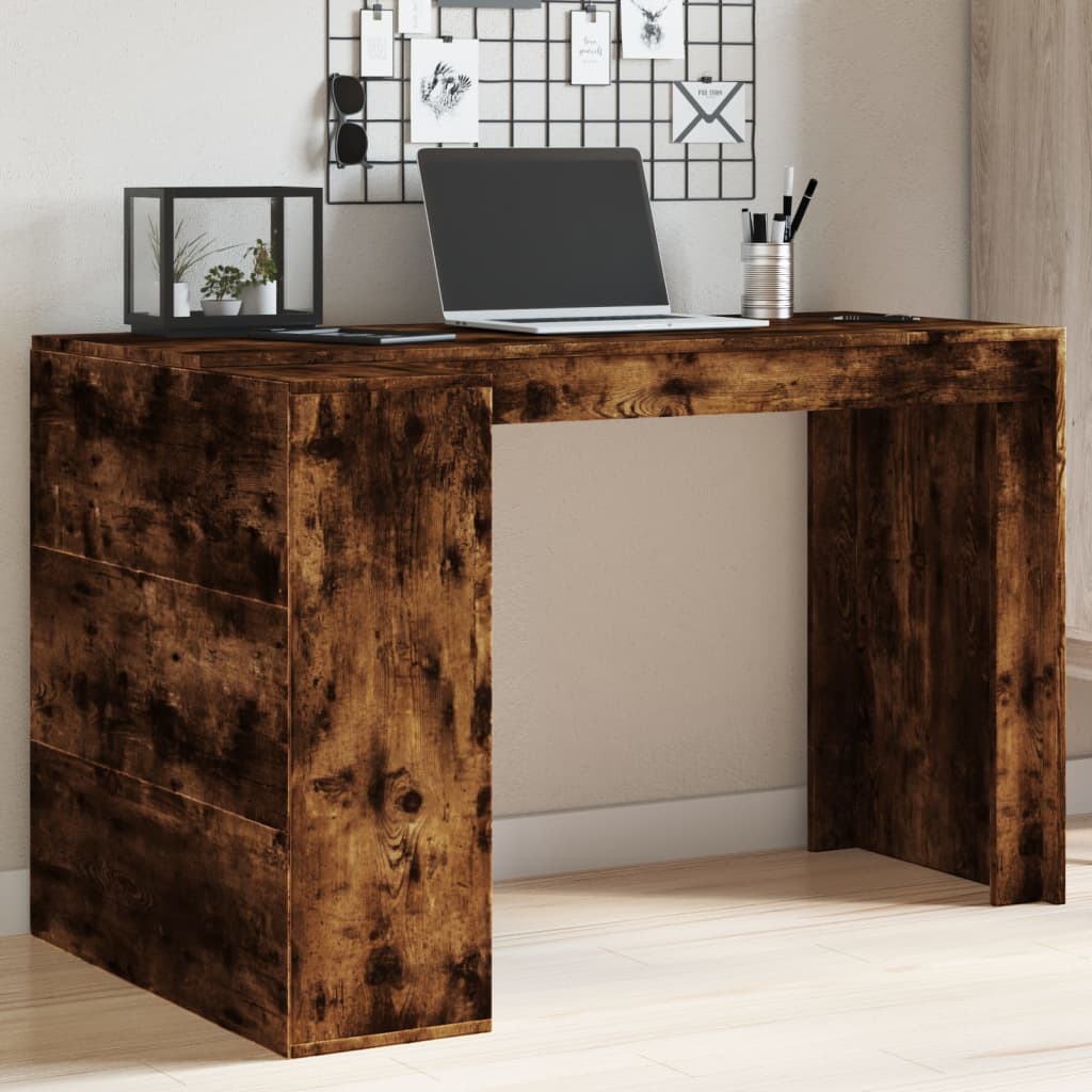 vidaXL Office Desk Smoked Oak 123.5x73.5x75 cm Engineered Wood