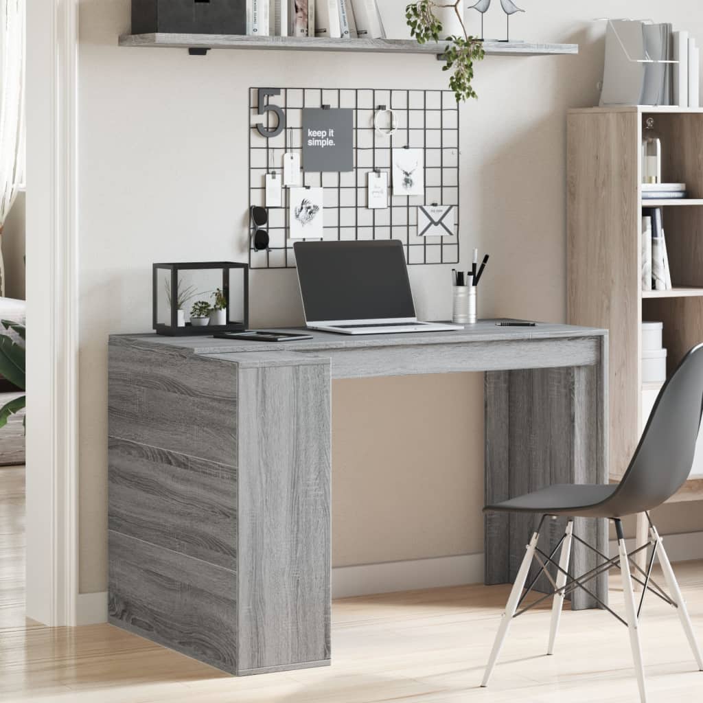 vidaXL Office Desk Grey Sonoma 123.5x73.5x75 cm Engineered Wood