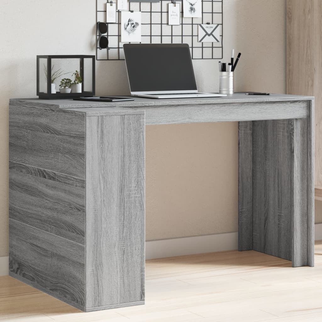 vidaXL Office Desk Grey Sonoma 123.5x73.5x75 cm Engineered Wood