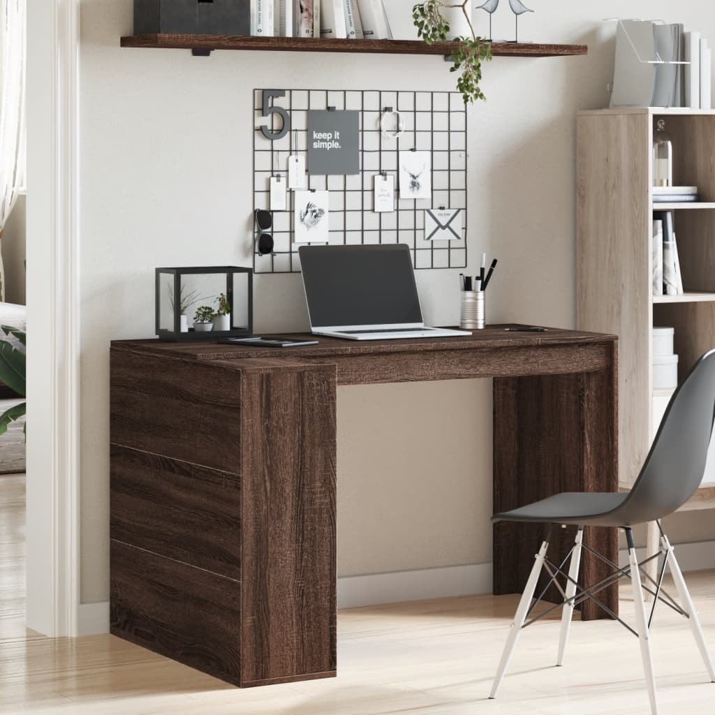 vidaXL Office Desk Brown Oak 123.5x73.5x75 cm Engineered Wood