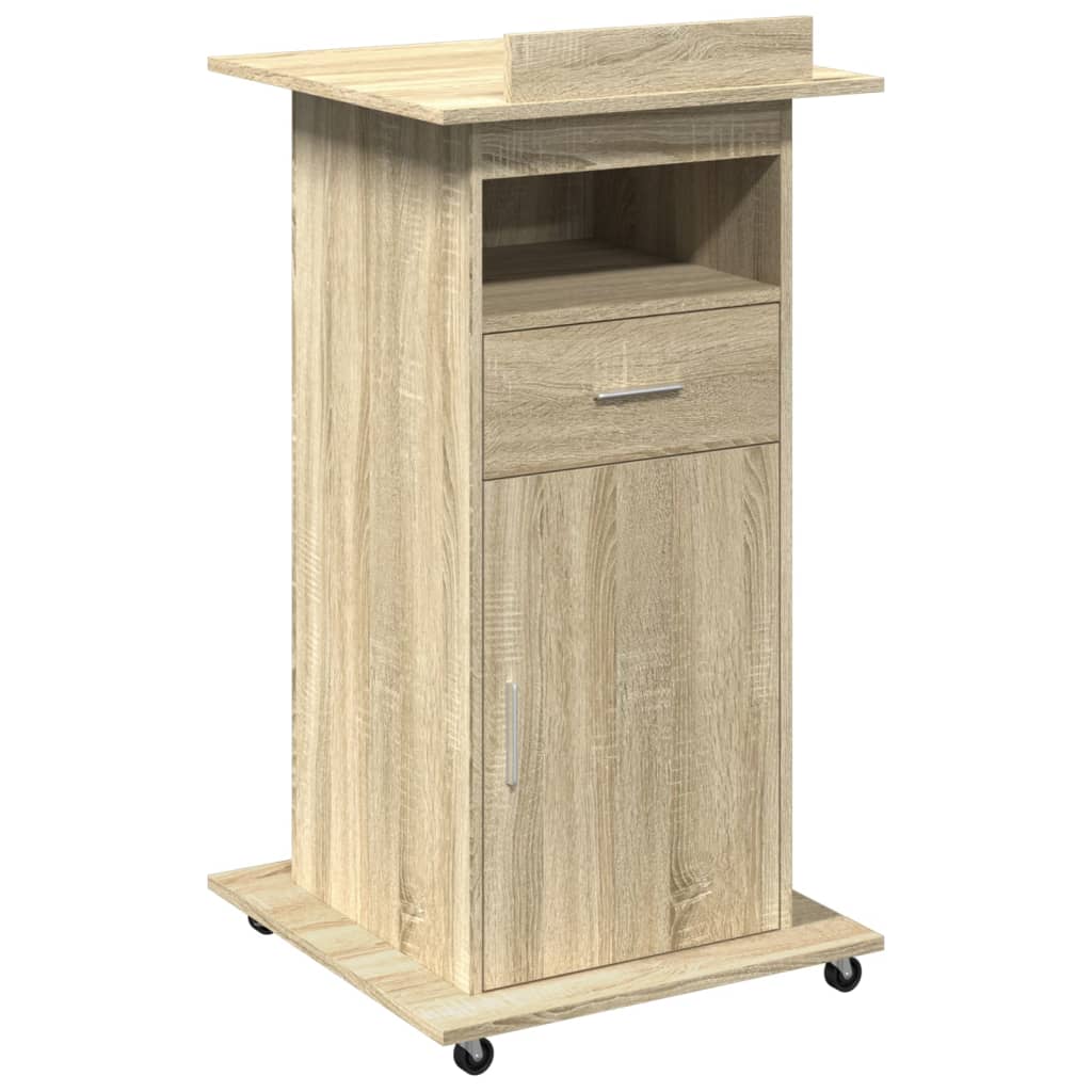 Lectern with Wheels & Drawer Sonoma Oak 55x55x107 cm