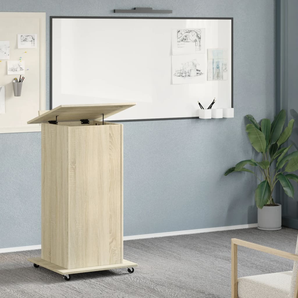 Lectern with Wheels & Drawer Sonoma Oak 55x55x107 cm