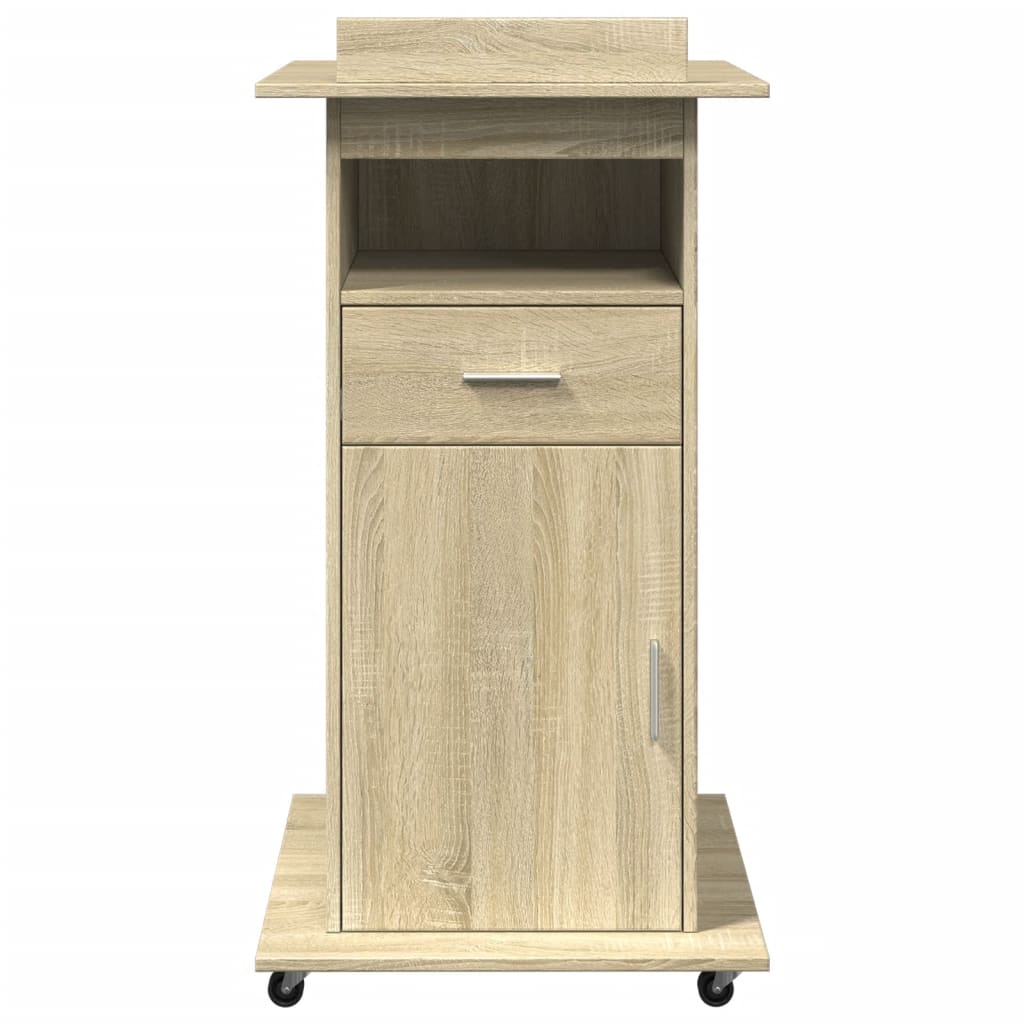 Lectern with Wheels & Drawer Sonoma Oak 55x55x107 cm