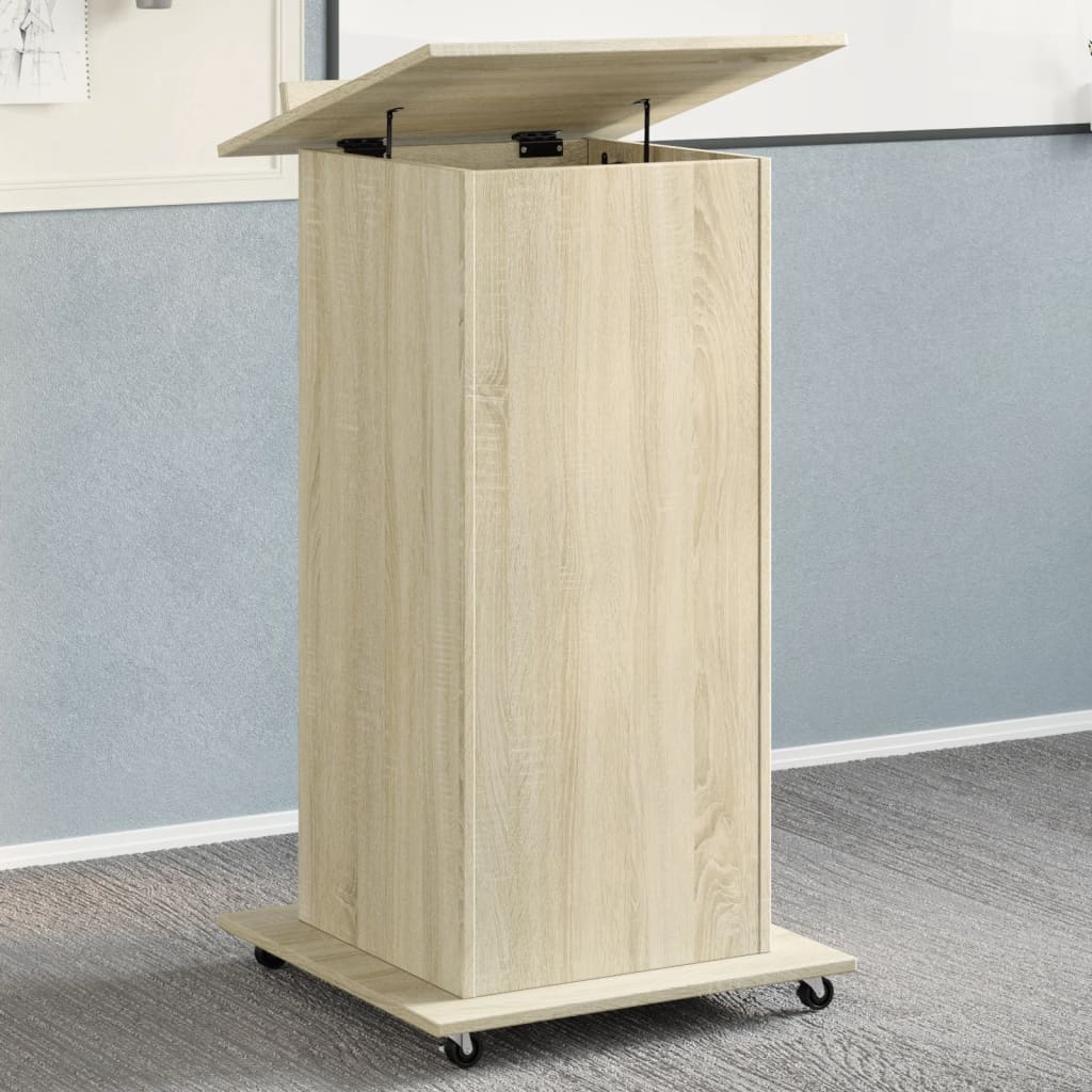 Lectern with Wheels & Drawer Sonoma Oak 55x55x107 cm