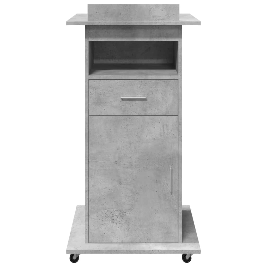 Lectern with Wheels & Drawer Concrete Grey 55x55x107 cm