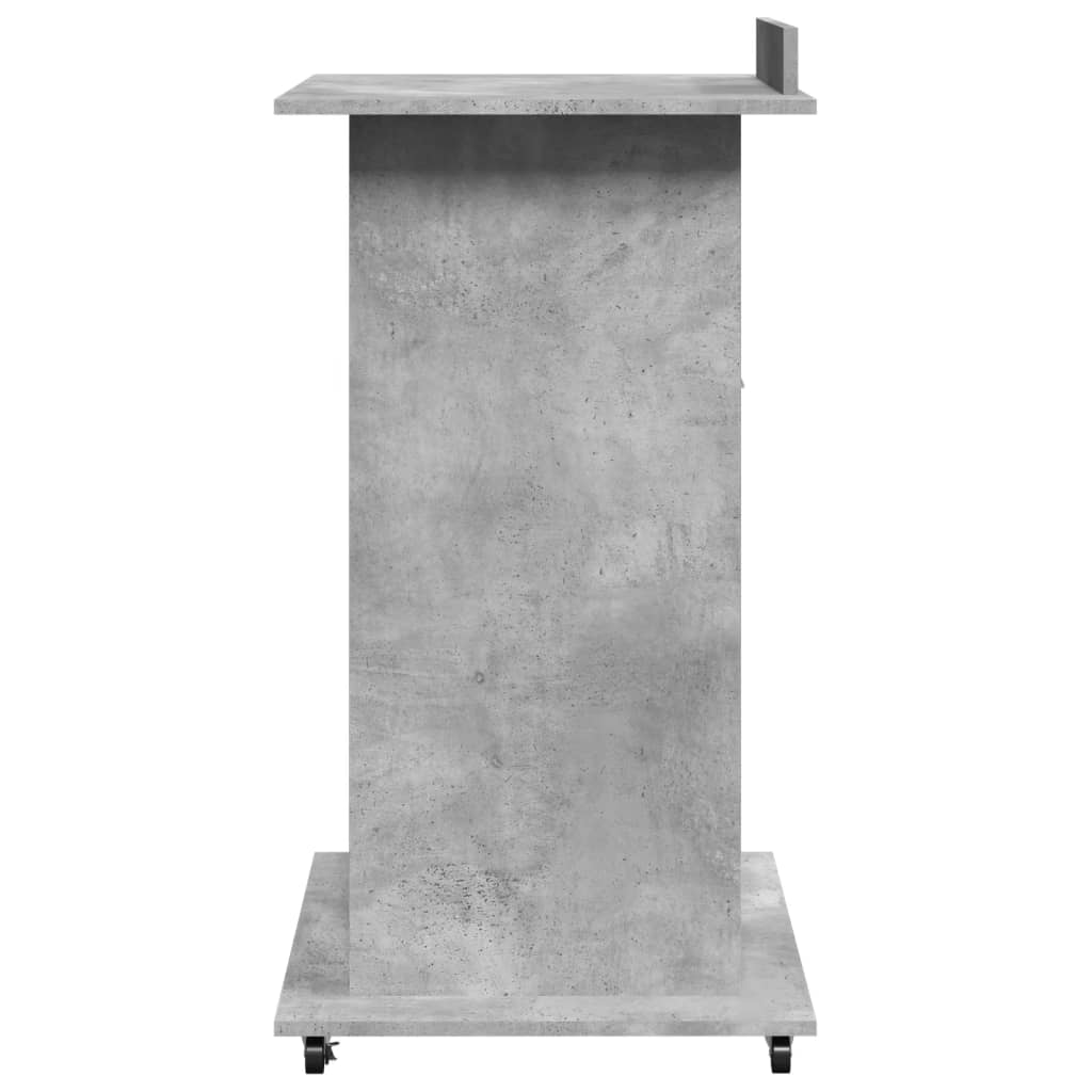 Lectern with Wheels & Drawer Concrete Grey 55x55x107 cm