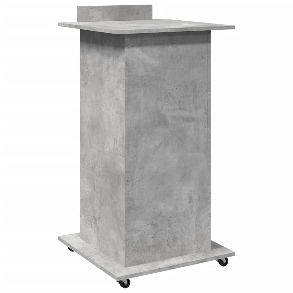 Lectern with Wheels & Drawer Concrete Grey 55x55x107 cm