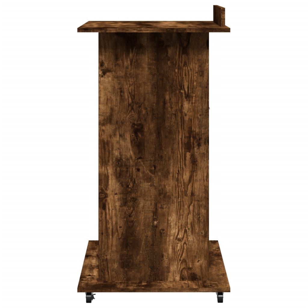 Lectern with Wheels & Drawer Smoked Oak 55x55x107 cm
