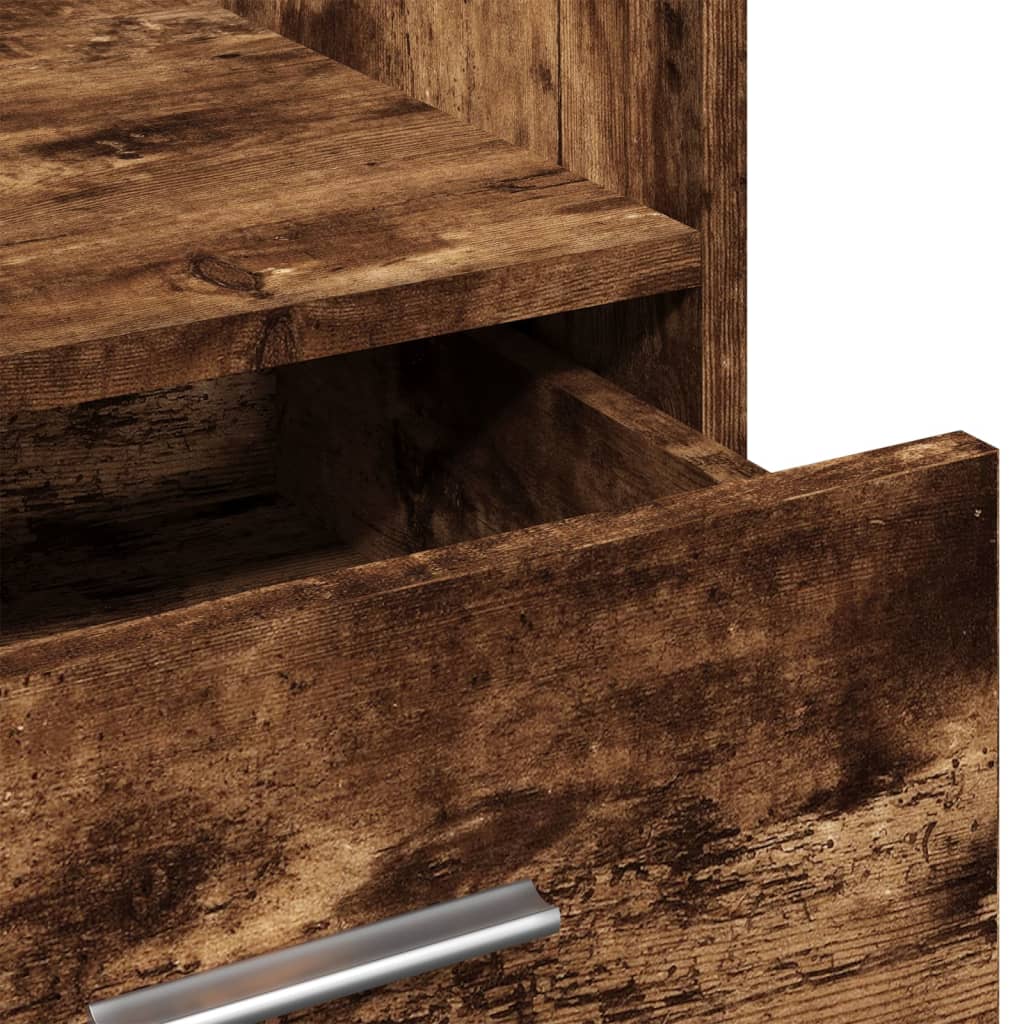 Lectern with Wheels & Drawer Smoked Oak 55x55x107 cm