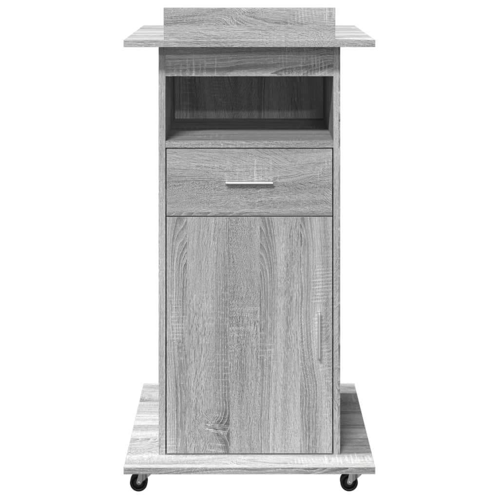 vidaXL Lectern with Wheels & Drawer Grey Sonoma 55x55x107 cm Engineered Wood