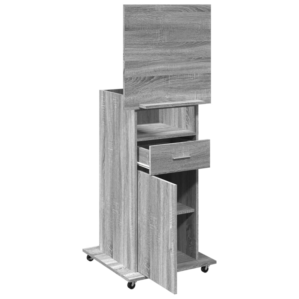 vidaXL Lectern with Wheels & Drawer Grey Sonoma 55x55x107 cm Engineered Wood