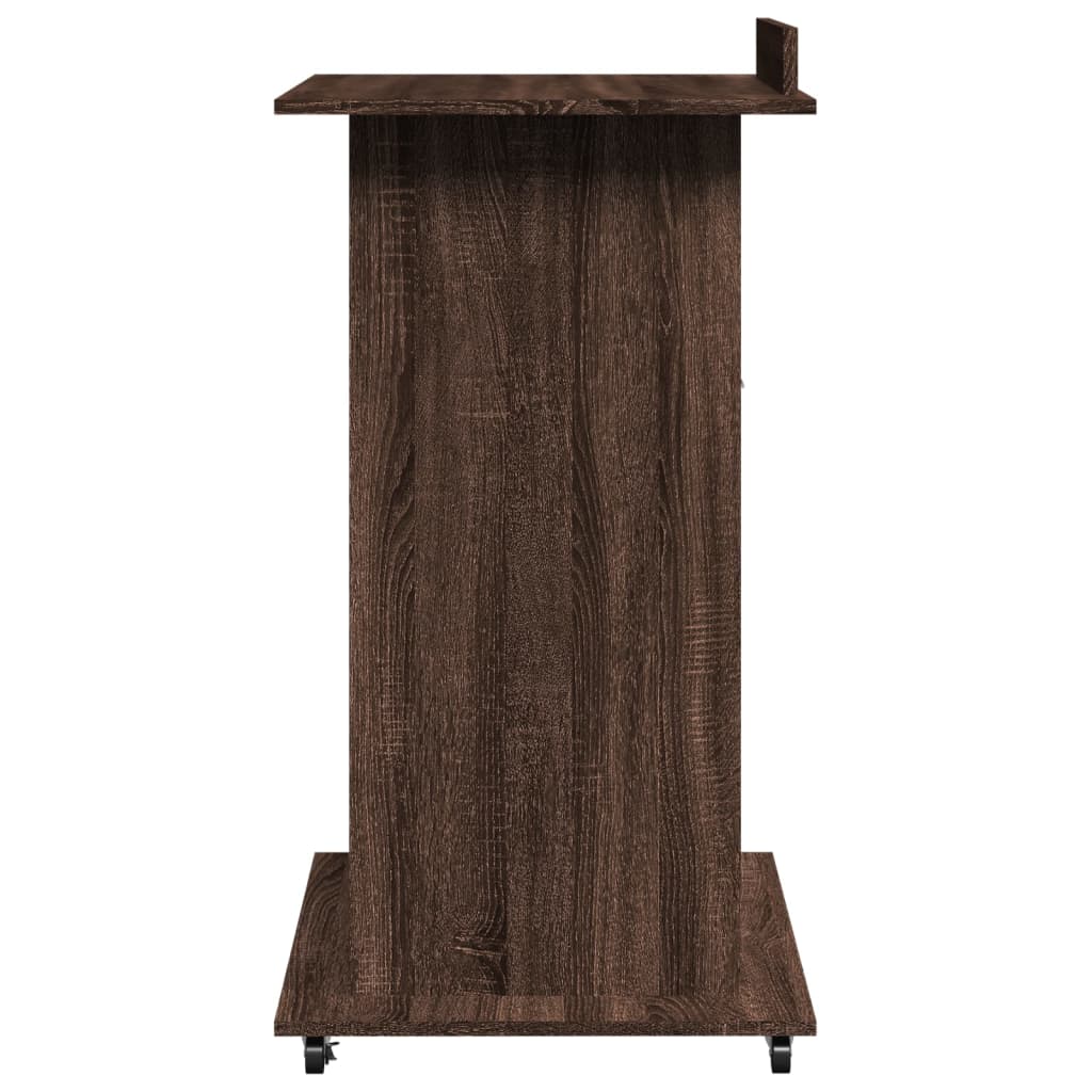 vidaXL Lectern with Wheels & Drawer Brown Oak 55x55x107 cm Engineered Wood