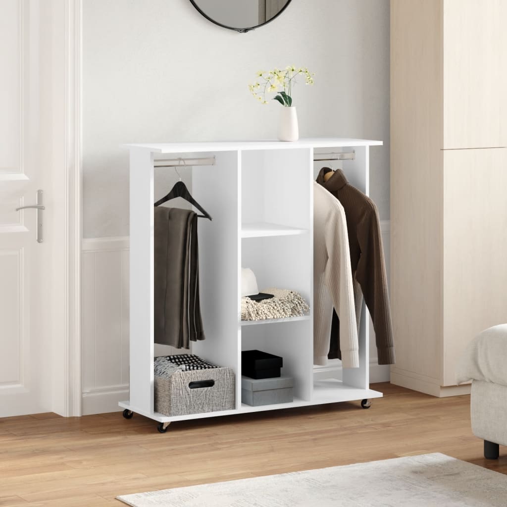 vidaXL Wardrobe with Wheels White 102x38x110 cm Engineered Wood