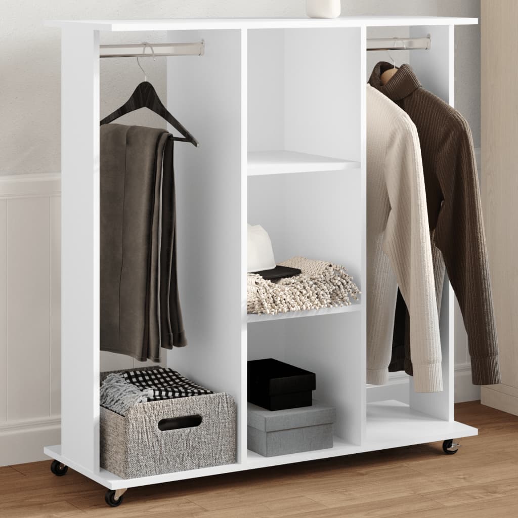 vidaXL Wardrobe with Wheels White 102x38x110 cm Engineered Wood