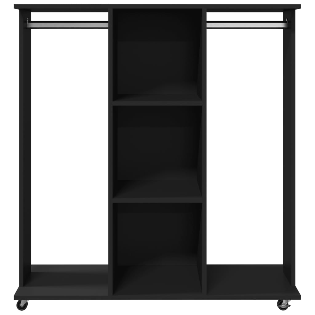 vidaXL Wardrobe with Wheels Black 102x38x110 cm Engineered Wood