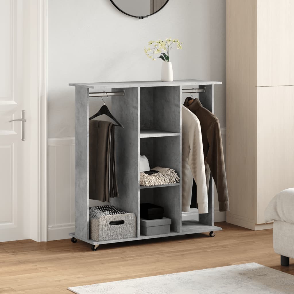 vidaXL Wardrobe with Wheels Concrete Grey 102x38x110 cm Engineered Wood