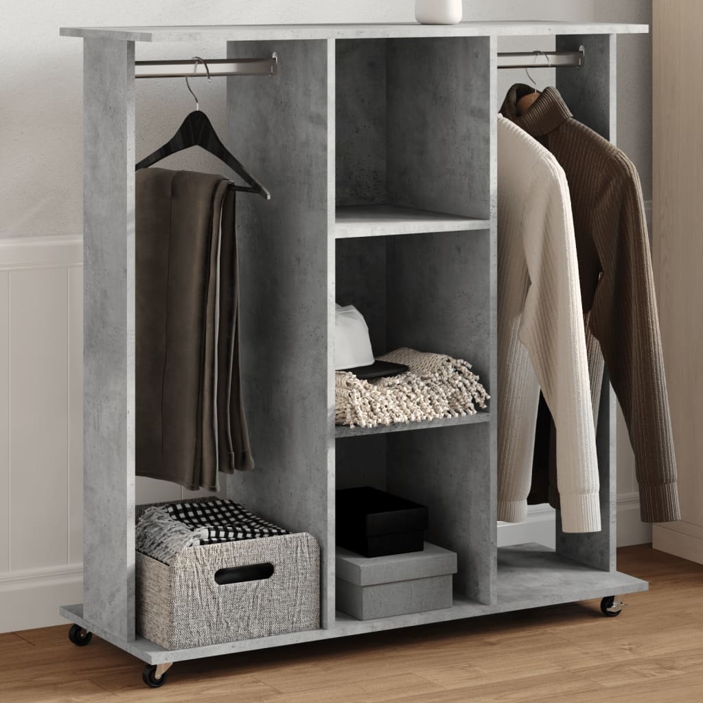 vidaXL Wardrobe with Wheels Concrete Grey 102x38x110 cm Engineered Wood