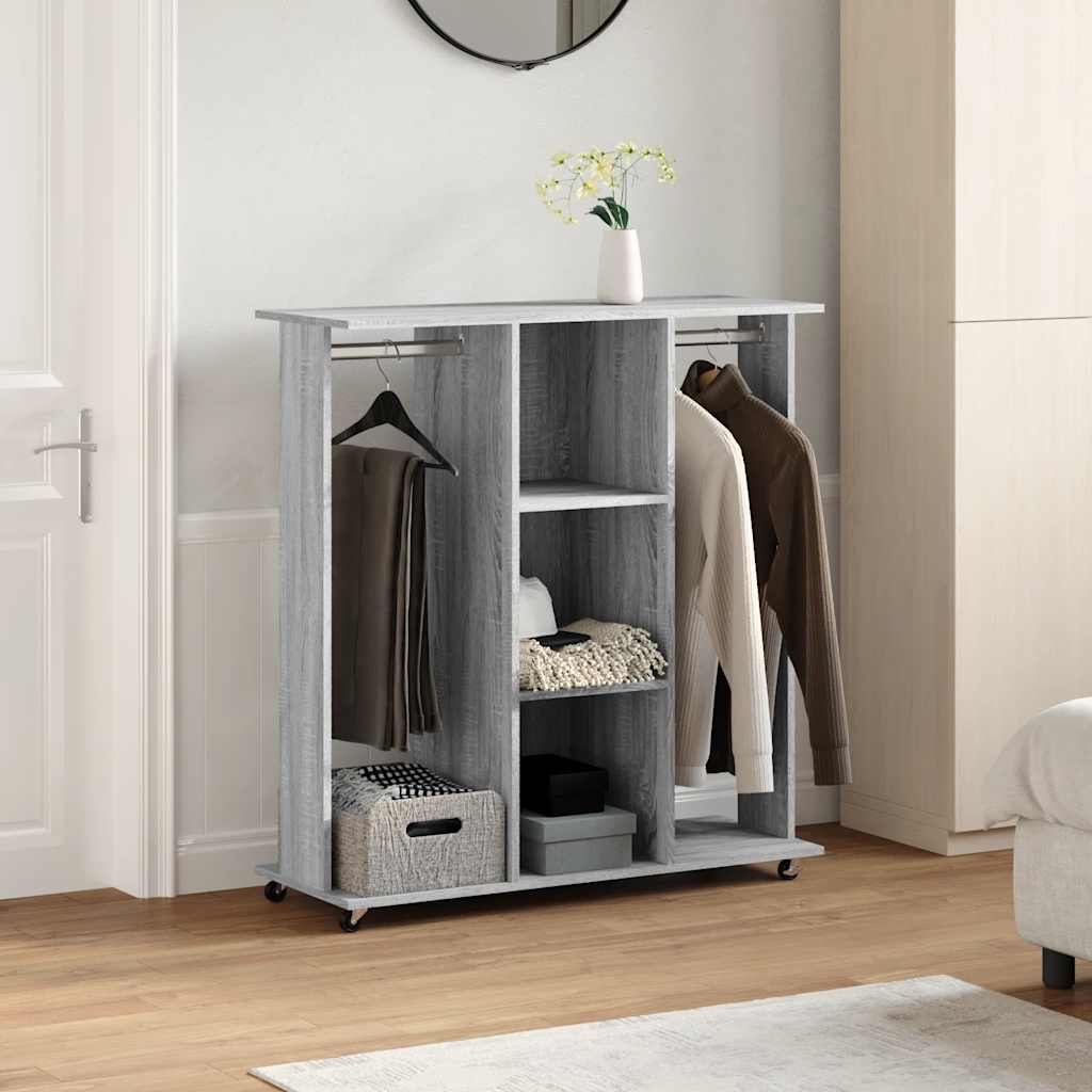 Wardrobe Grey Sonoma with Wheels 102x38x110 cm Engineered Wood