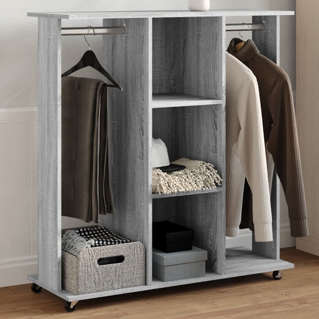 vidaXL Wardrobe with Wheels Grey Sonoma 102x38x110 cm Engineered Wood